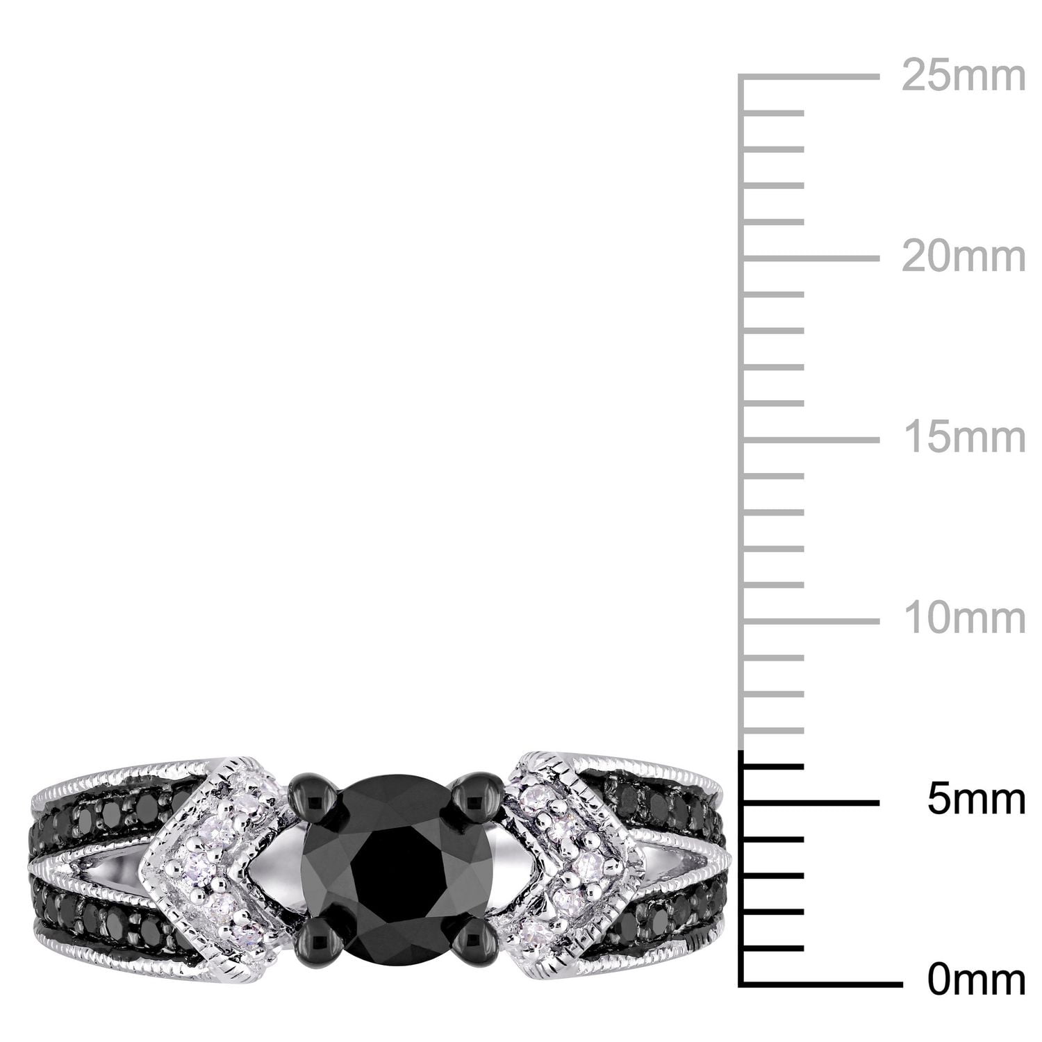 Bague de fiançailles Miabella avec diamants noirs et blancs d'1 ct poids total en argent sterling