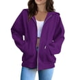thumbnail image 1 of Mode Femme Uni Ample Amincissant à Capuche à Fermeture Éclair Chandail à Capuchon à Manches Longues Veste Chandails à Capuchon pour Femmes Chandails TG, 1 of 5