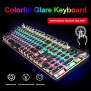 EGNMCR Keyboard Gaming Keyboard Black Mechanical Retro Steampunk Typewriter RGB Keyboard Cool Light Green Mechanical Keyboard