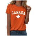 thumbnail image 1 of WEIYLL T Shirts for Women Canada Day Letter Maple Leaf Print Orange Tee Sizes S, 1 of 3