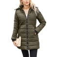 thumbnail image 1 of Innerwin Hooded Coats Solid Color Women Down Winter Long Sleeve Lightweight Puffer Jacket Olive Green L, 1 of 7