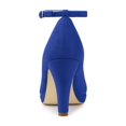 thumbnail image 2 of BLISSFUL STEP Chaussures pour Femmes Bout Rond Talon Aiguille Bride à la Cheville Escarpins Bleu Foncé 8, 2 of 7