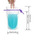 thumbnail image 3 of Tomnk 200 Pcs Sachets de Boisson Transparents Sacs à Smoothie Sacs Refermables à Fermeture Éclair Robustes à Main Sachets Translucides Autoportants en Plastique Sacs à Boire Gousset de Fond 2,4 Pouces avec 200 Pcs Stra, 3 of 7