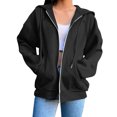 thumbnail image 1 of Mgmyaa Women's Sweatshirt Fashion Solid Color Hooded Pocket Raglan-Sleeve Long Sleeve Zip Up Jacket, 1 of 6