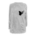 thumbnail image 4 of Chemises pour Femmes Col Rond et Hiver Ample Imprimé Poche Chaud Manches Longues Blouse Hauts Chemises d'Automne en Liquidation, 4 of 4