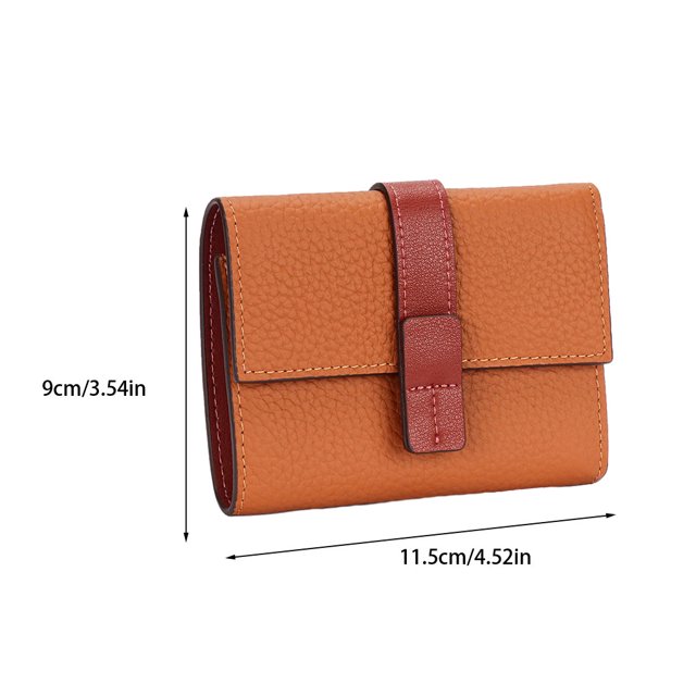 pitrice Leather Women Purse Rectangular Trifold for Zipper Hasp Stylish Card Holder Photo Folder Wallet Notecase Birthday Gift Gold Brown 1Set