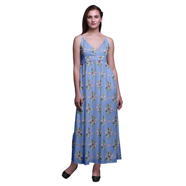 Bimba Robe Longue d'Été Sans Manches à Imprimé Teinture sur Nœuds Florale pour Femme, Décontractée, Maxi, de Plage - XX-Grand