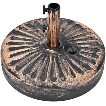 20-Inch 93lbs Patio Umbrella Base , Water & Sand Fillable Outdoor Umbrella Stand Holder, Fits Umbrella Poles 1.5 to 1.9 Inches, Bronze