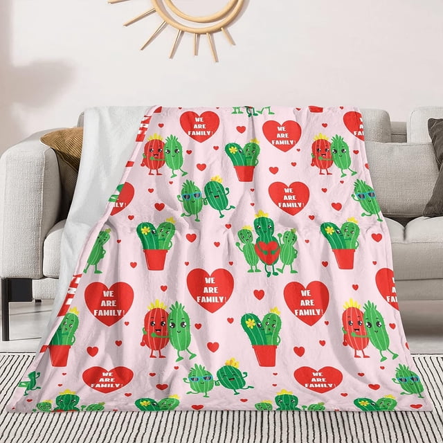 Cute Cactus Blanket Soft Fuzzy Flannel Plush Funny Throw Blanket for Couch