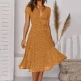 thumbnail image 4 of Pisexur Robe d'Été pour Femme à Manches Courtes, à Volants, Imprimé Floral, Aguichant, Col en V Profond, Taille Haute, Courte et Fluide, Robe Maxi, Décontractée, Vacances, Robes, Robe Soleil, 4 of 9