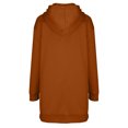 thumbnail image 3 of BADHUB Robe à Capuche à Cordon à Manches Longues Surdimensionnée pour Femmes, Robe Chandail à Capuche de Couleur Unie Ample Décontractée Tunique Chandail à Enfiler Robes Midi avec Poches Offres Prime Day Orange G, 3 of 5