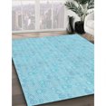 thumbnail image 3 of Ahgly Company Tapis Rond Lavable en Machine Intérieur Transitionnel Bleu, 6 Pieds Rond, 3 of 7