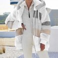 thumbnail image 2 of FAIWAD Women's Full Zip Fuzzy Fleece Hooded Coat Color Block Drawstring Fall Winter Warm Coat with Pockets, 2 of 5
