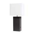 thumbnail image 1 of Elegant Designs Modern Leather Table Lamp with USB and White Fabric Shade, 1 of 7