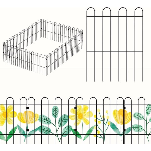 NEX 20PCS Garden Fence No Dig Rustproof Metal Animal Barrier Border Panel Decorative