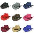 thumbnail image 3 of Jazz Casquette Large Bord Cowboy Style Rivet Rouler Chapeau Fedora Couleur Unie Habiller Accessoire, 3 of 6