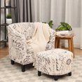 thumbnail image 3 of Gymax Barrel Modern Accent Tub Upholstered Chair French Print w/ Ottoman, 3 of 8