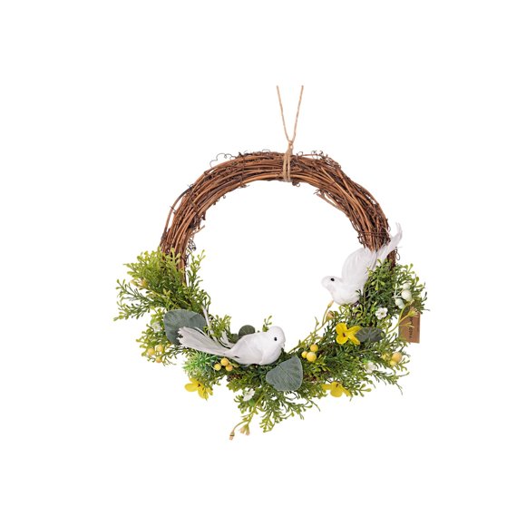 Easter Egg Wreath 11.81 Inches Spring Simulation Wreath Wall Hanging Door Hanging for Holidays Home Decoration Plastic Wreath With Eggs and Bird for Front Door Porch Decor
