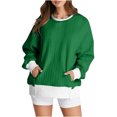 thumbnail image 1 of MeetoTime Women's Crewneck Sweatshirts Fall Long Sleeve Oversized Pullover Sweatshirts with Pockets, 1 of 5
