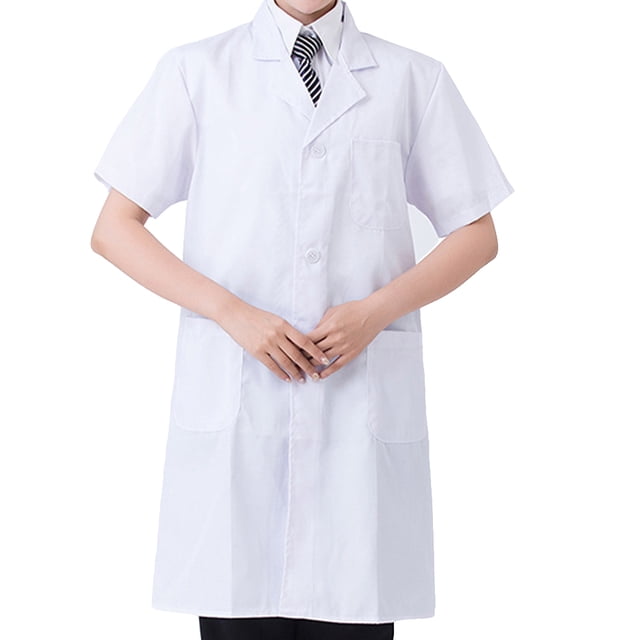 Laboratory Coat Buttons Multi Pocket Short Sleeve Pet Shop School Factory Work Clothes Internship Section Beautician Use Short Sleeve XL