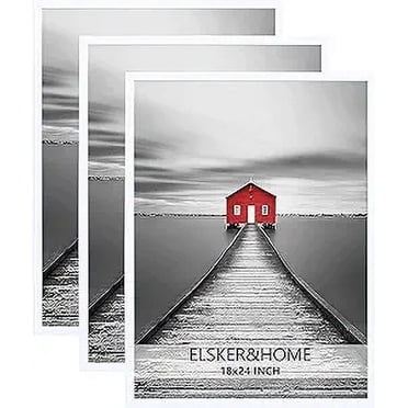 ELSKER&HOME 18x24 Poster Frame 3 Pack, White Picture Frame for Horizontal or Vertical Wall Mounting