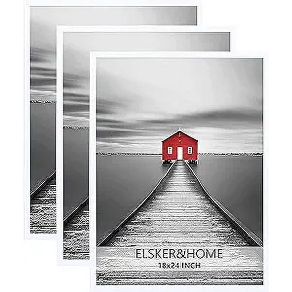 ELSKER&HOME 18x24 Poster Frame 3 Pack, White Picture Frame for Horizontal or Vertical Wall Mounting