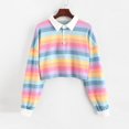 thumbnail image 1 of XZNGL Womens Color Stripe Button Long Sleeve Pullover Hoodies Sweatshirt Tops Blouse, 1 of 8