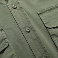 thumbnail image 4 of RXIRUCGD Chemises pour Hommes Décontractées Unies à Col Rabattu, Multiples Poches, Boutons, Cardigan à Manches Longues, Vert Armée, Taille : 5TG, 4 of 5