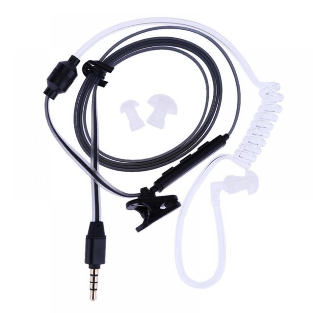 YOPTOP Security Headset Anti-radiation Spiral Tube Earpiece With 3.5 mm Headphone Jack For Or Android Devices,black