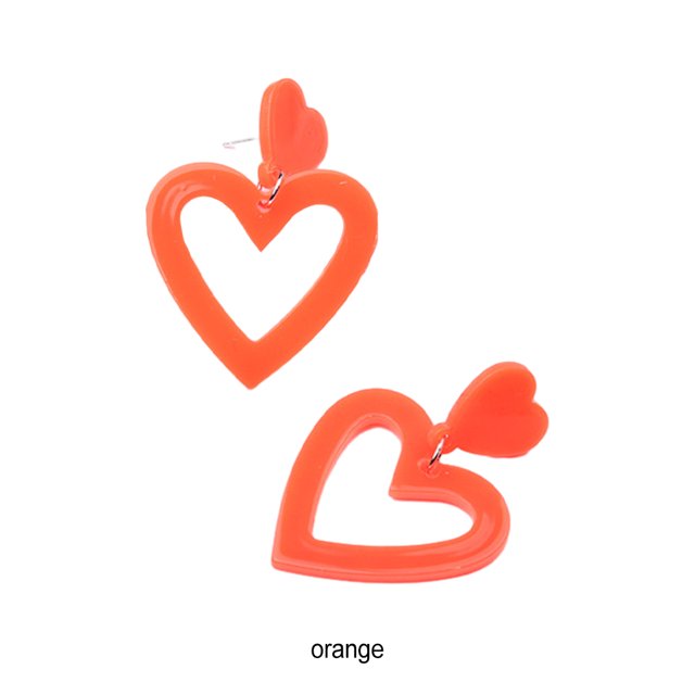 mmirethe Multiple Colors Available Love Heart Shaped Earrings For Fashionable Statement Wide Applications Orange