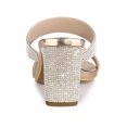 thumbnail image 2 of BLISSFUL STEP Women's Rhinestone Square Toe Chunky Block Heel Slides Sandals, 2 of 7