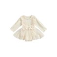 thumbnail image 1 of Honganda Bébé Filles Robe Romper, Manches Longues Fleur Noeud Tulle Patchwork Vêtements de Combinaison, 1 of 9