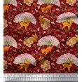 thumbnail image 1 of Soimoi Modal Satin Fabric Tree,Floral & Deer Animal Print Fabric by Yard 42 Inch Wide, 1 of 3