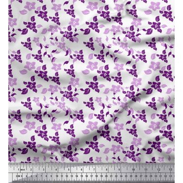 Soimoi Rayon Fabric Leaves & Flower Floral Decor Fabric Printed Yard 56 Inch Wide
