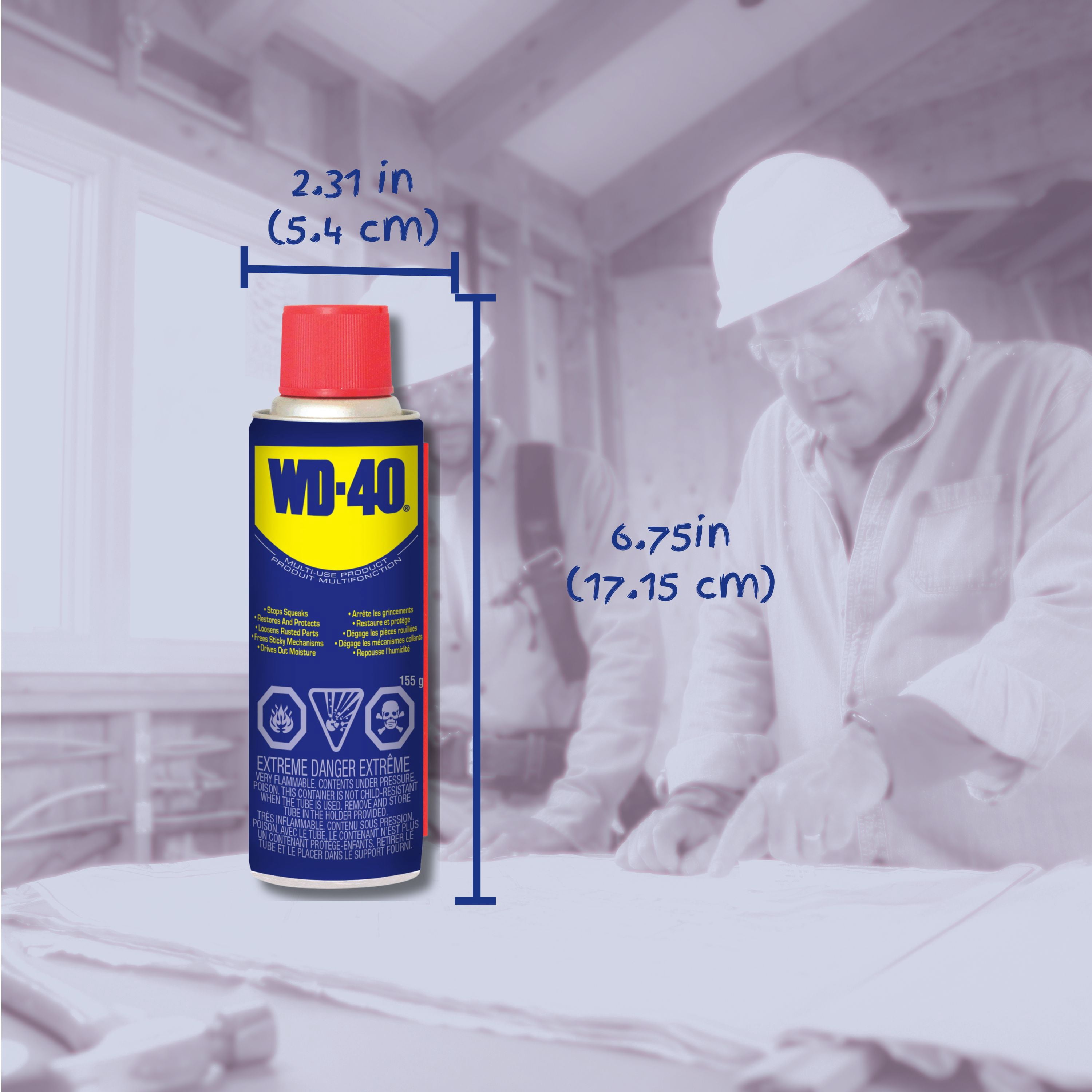 WD-40 Produit Lubrifiant Multifonction 155g Chasse L'humidité et Protège Contre la Corrosion
