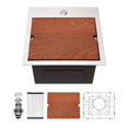 thumbnail image 1 of Kichae Drop In Kitchen Sink Bar Sink- 15x15 Small Overmount Topmount Stainless Steel Single Bowl Ledge Workstation Bar Prep Handmade Basin, 1 of 4