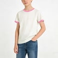 thumbnail image 4 of Nwiuh T-Shirts Basiques Unis pour Filles 1-15 Ans T-Shirts d'Été à Col Rond à Manches Courtes pour Enfants (Rose, 2-3 Ans), 4 of 5