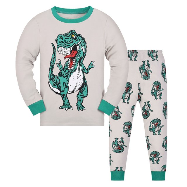 Ensemble de Pyjama pour Petit Garçon, Imprimé Dinosaure, Col Ras du Cou, Doux et Confortable, Pyjamas d'Été, Tenue de Nuit, Pyjamas pour Garçons, Taille 5-6 Ans