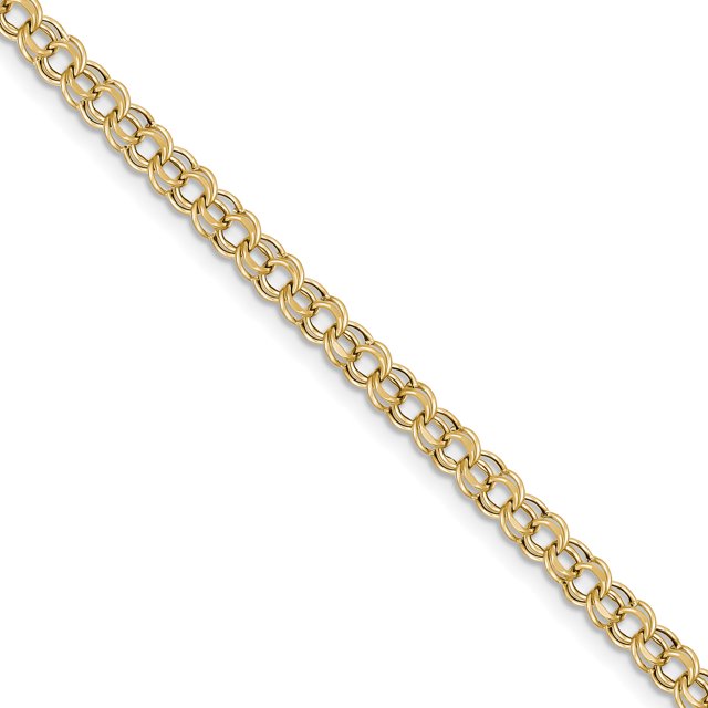 10K Yellow Gold Lite 5mm Double Link Charm Bracelet