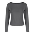 thumbnail image 4 of Dealovy Womens Long Sleeve Shirts Round Neck Slim Fitted Going out Tops Solid Color Basic Undershirts, 4 of 5