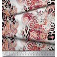 thumbnail image 2 of Soimoi Orange Poly Georgette Fabric Paisley & Leopard Animal Skin Fabric Prints By Yard 42 Inch Wide, 2 of 3