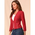 thumbnail image 4 of INSPIRE CHIC Women's Workwear Zipper Collarless Cropped Blazer, 4 of 6