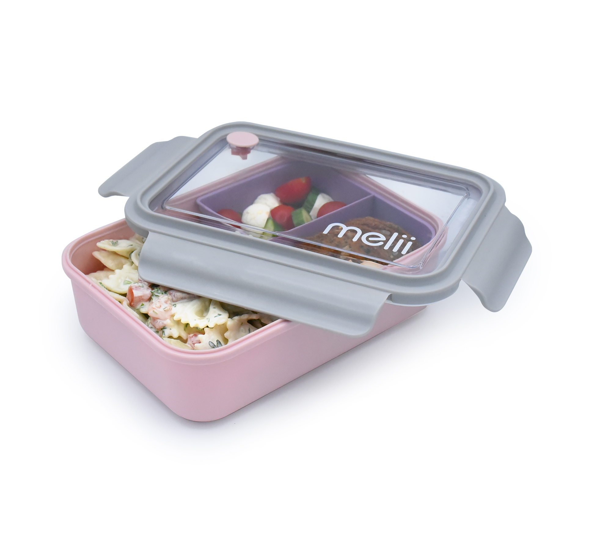 Melii Boîte à lunch Bento avec compartiments amovibles - 42,3 oz (1250 ml) - rose - 1 unité