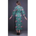 thumbnail image 2 of Bimba Robe Croisée Imprimée Vert Sarcelle à Rayures Florales, Feuilles et Roses, Robe Chemise de Demoiselle d'Honneur pour la Préparation, Peignoirs pour Femmes P, 2 of 5