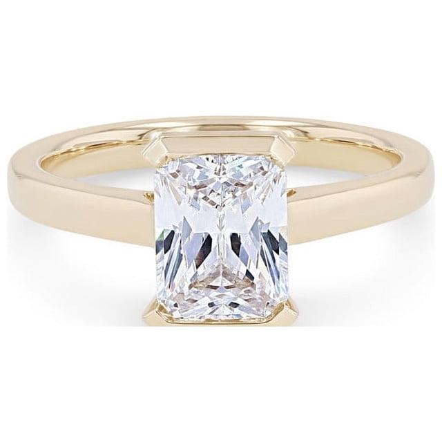 0.50 Carat Excellent Radiant Cut Real Diamond New Design Solitaire Ring for Wedding Solid 18K Yellow Gold Size 11