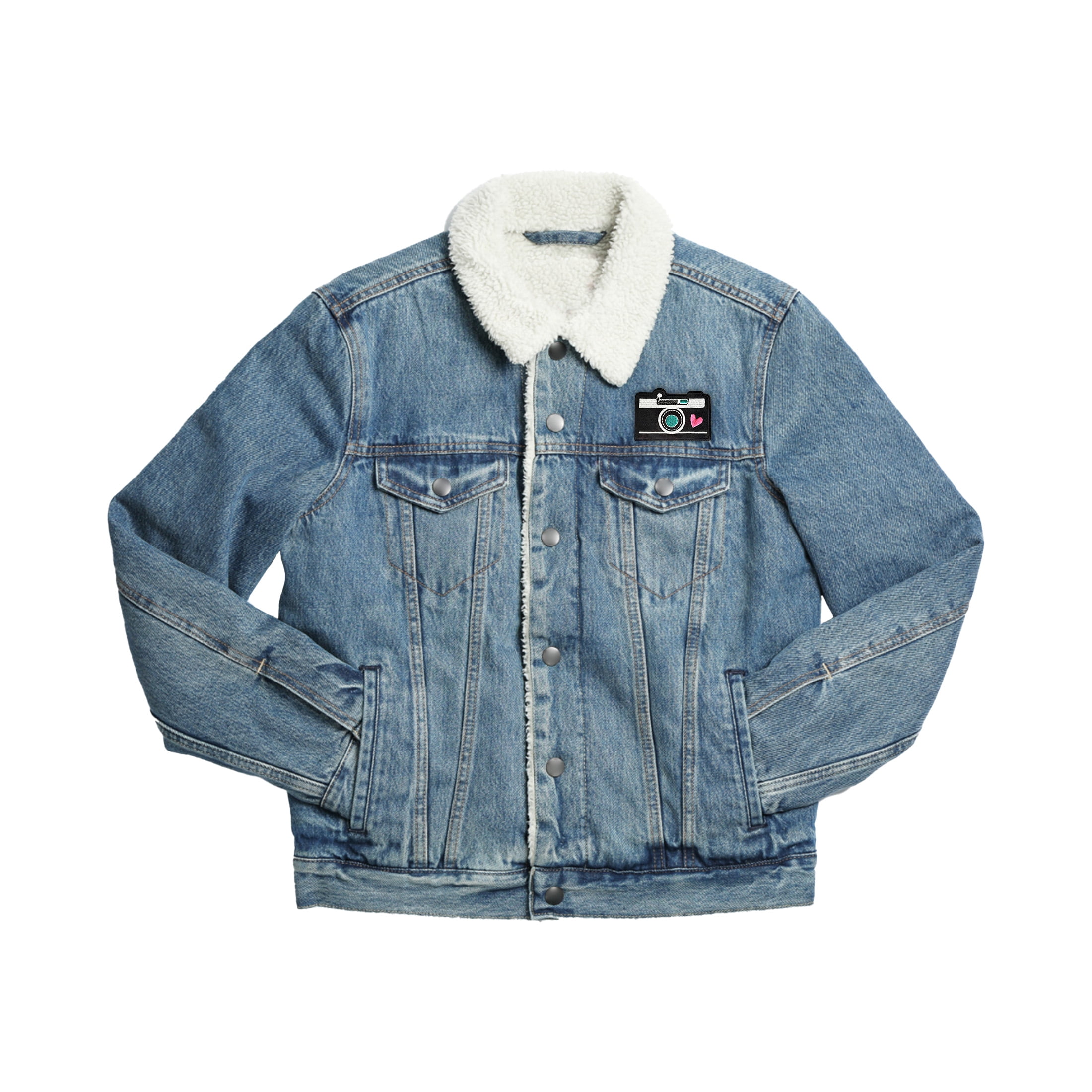 LA VOGUE Camera Embroidered Iron-On Patch, 1 pc - ~11.43 × 8.89 cm (4.5 × 3.5 in)