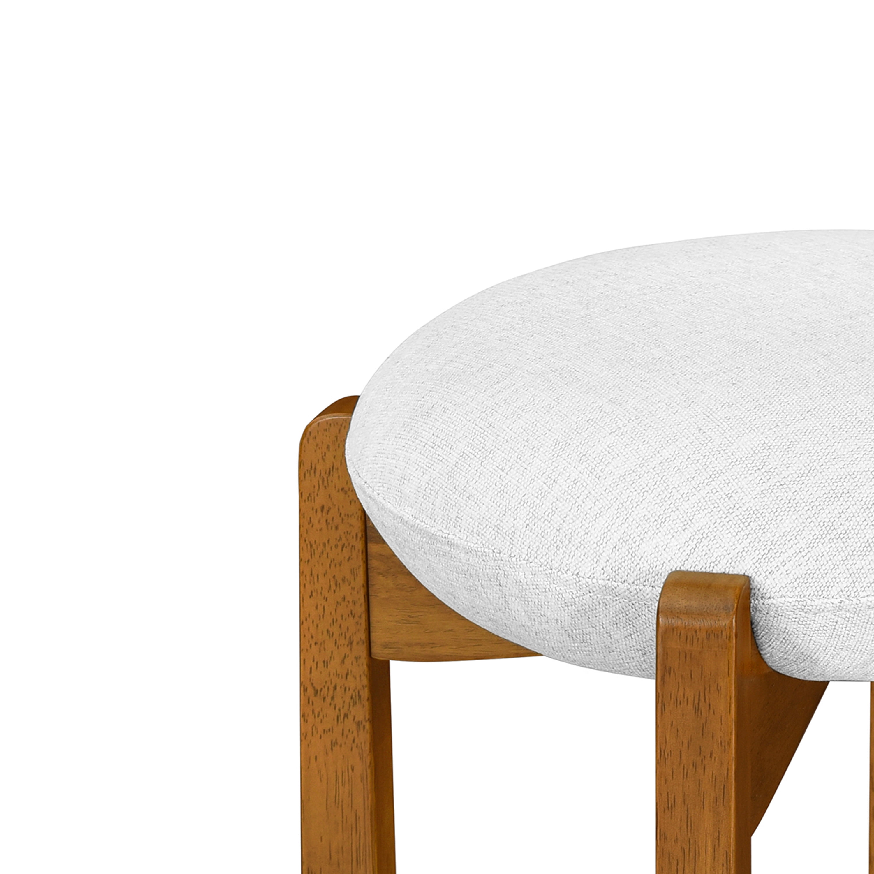 Ensemble de 4 tabourets de bar ronds Tara de Noble House, coussin rembourré ivoire, noyer et ivoire