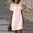 thumbnail image 1 of Ovzne Robes d'Été pour Femmes 2025 Robe Femme Robe Décontractée pour Femme Col Rond Sans Manches avec Poche Couleur Robe Multicolore Jupe Longue Robe de Printemps Manches Courtes Liquidation, 1 of 6