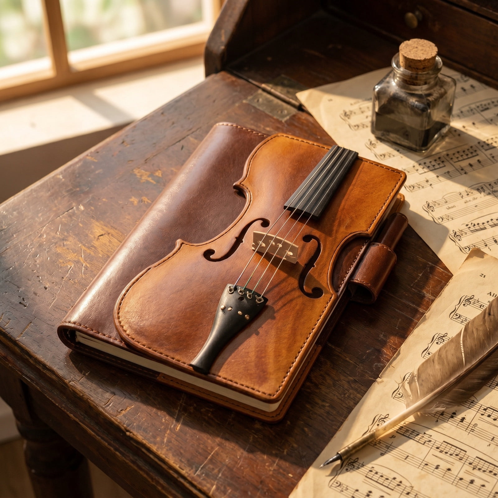 EGNMCR Vintage Leather Violin Notebook Notebook Notebook
