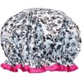 thumbnail image 1 of ORUYROP allydrew Bonnets de Douche Réutilisables pour Femmes Imperméables pour Cheveux Longs, Pensées Grises, 1 of 4